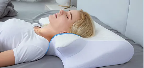 Sleeping on the Maas & Bath Ergo Pillow in back position